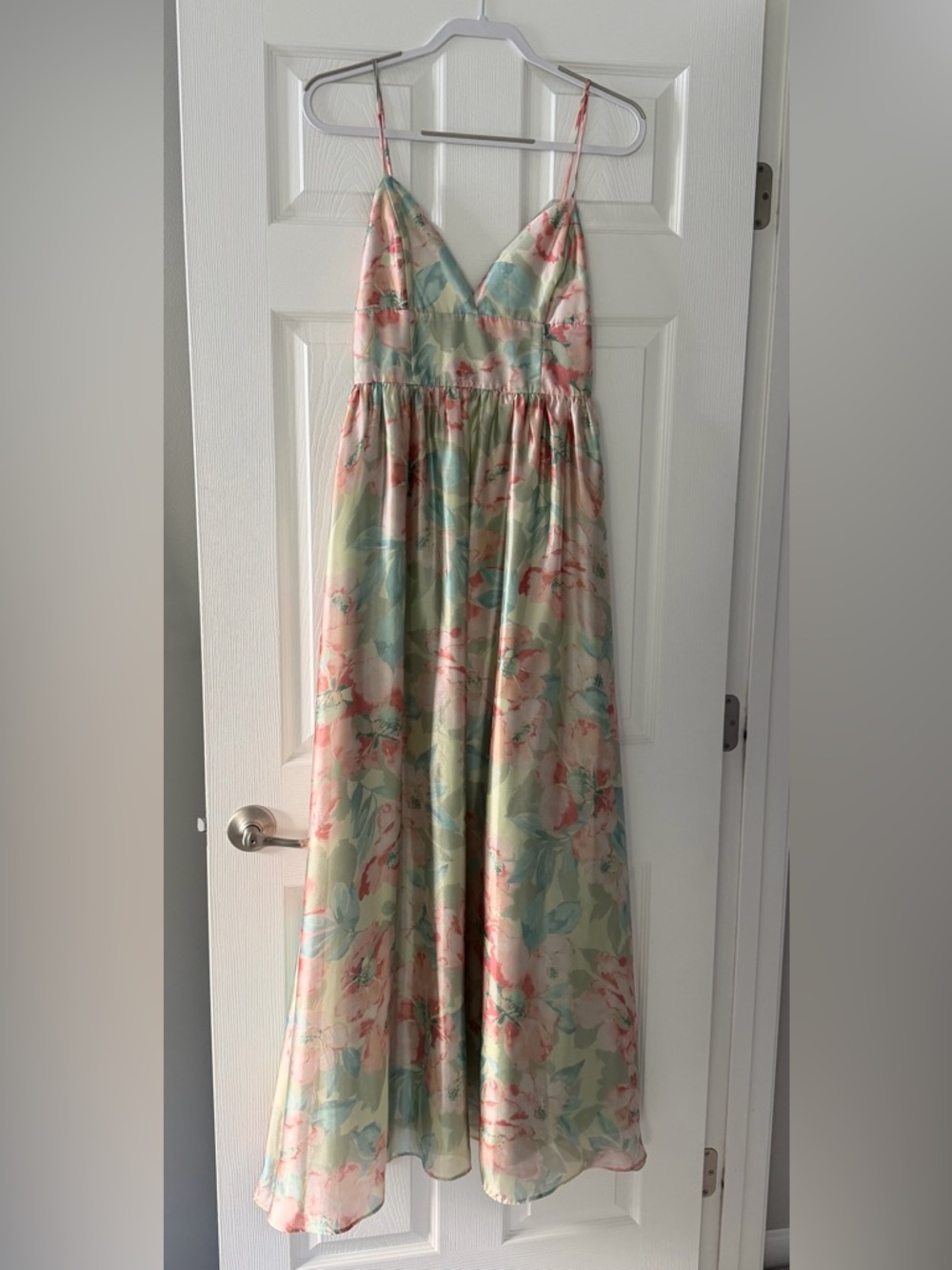 Floral Pastel Spaghetti Strap Maxi Dress